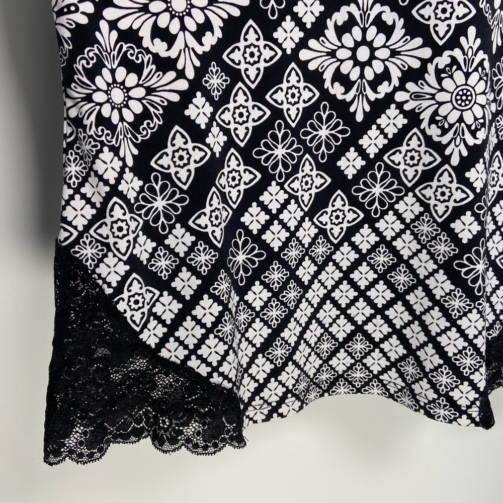 Y2K Floral Lace Trim Cami Black Babydoll Whimsigoth Cottagecore Fairy Flirty - Picture 3 of 8